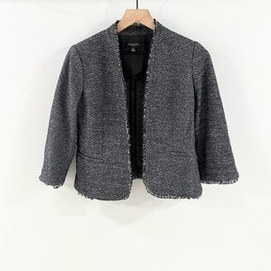 Ann Taylor Raw Hem Tweed Blazer Gray Size 4 Petite